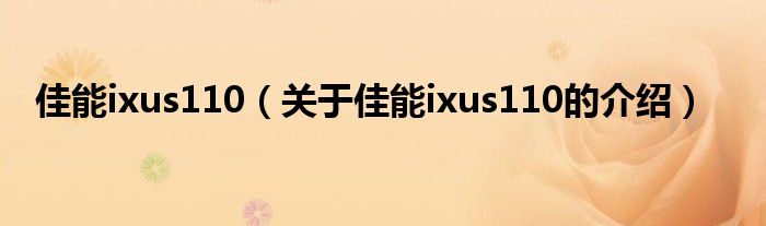 佳能ixus110（关于佳能ixus110的介绍）