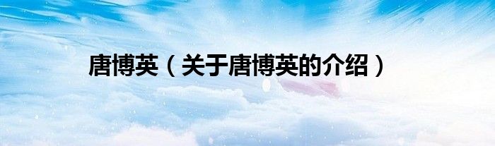 唐博英（关于唐博英的介绍）
