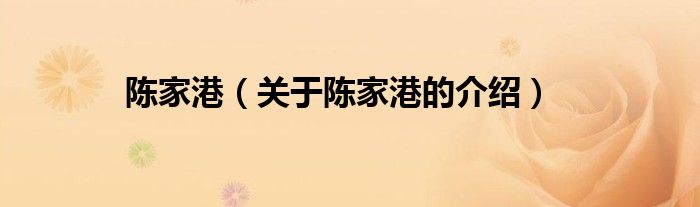 陈家港（关于陈家港的介绍）