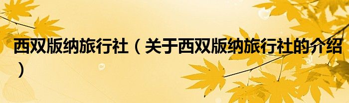 西双版纳旅行社（关于西双版纳旅行社的介绍）