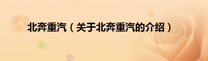 北奔重汽（关于北奔重汽的介绍）
