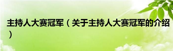 主持人大赛冠军（关于主持人大赛冠军的介绍）