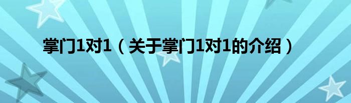 掌门1对1（关于掌门1对1的介绍）