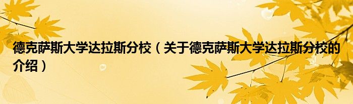 德克萨斯大学达拉斯分校（关于德克萨斯大学达拉斯分校的介绍）