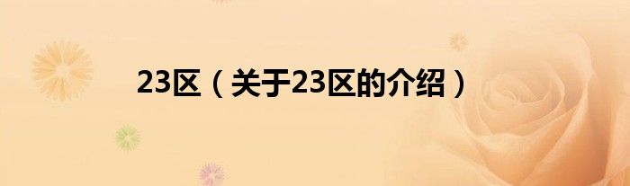 23区（关于23区的介绍）