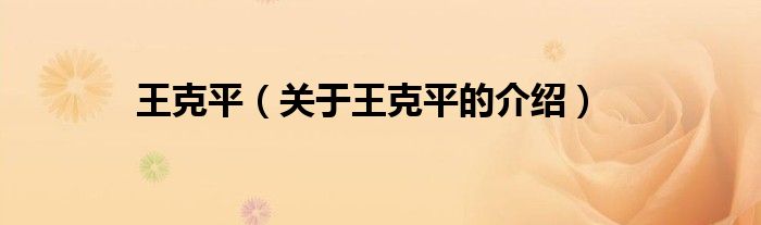 王克平（关于王克平的介绍）
