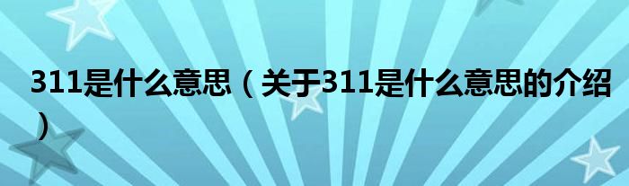 311是什么意思（关于311是什么意思的介绍）