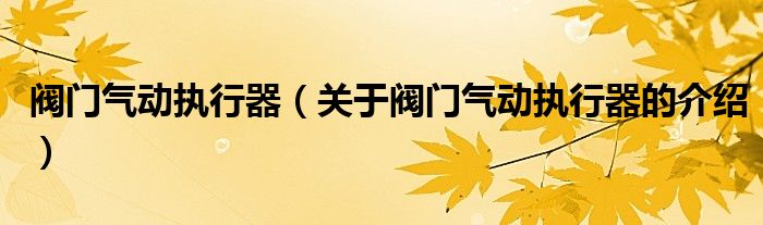 阀门气动执行器（关于阀门气动执行器的介绍）