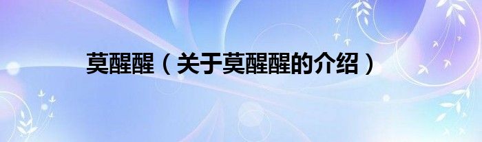 莫醒醒（关于莫醒醒的介绍）