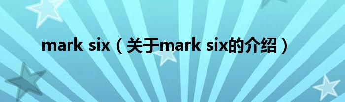 mark six（关于mark six的介绍）