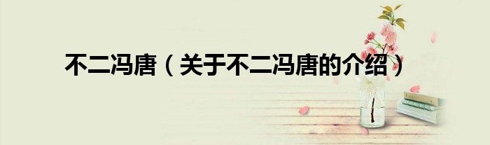 不二冯唐（关于不二冯唐的介绍）