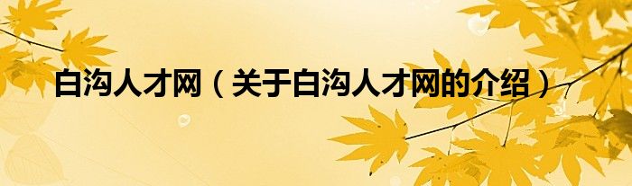 白沟人才网（关于白沟人才网的介绍）