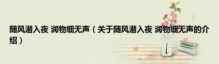 随风潜入夜 润物细无声（关于随风潜入夜 润物细无声的介绍）
