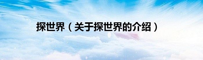 探世界（关于探世界的介绍）