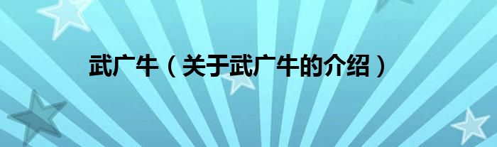 武广牛（关于武广牛的介绍）