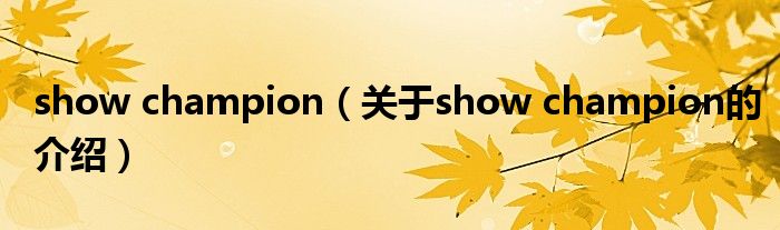 show champion（关于show champion的介绍）