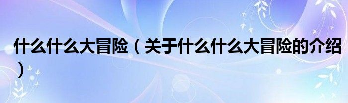 什么什么大冒险（关于什么什么大冒险的介绍）