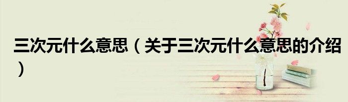 三次元什么意思（关于三次元什么意思的介绍）