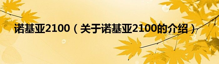 诺基亚2100（关于诺基亚2100的介绍）