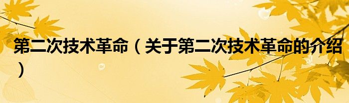 第二次技术革命（关于第二次技术革命的介绍）