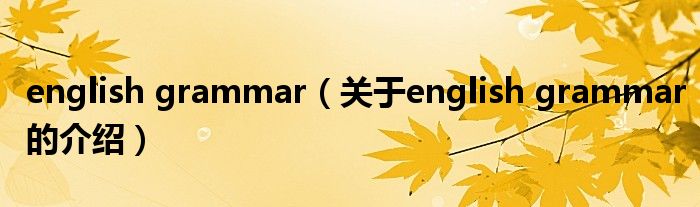 english grammar（关于english grammar的介绍）