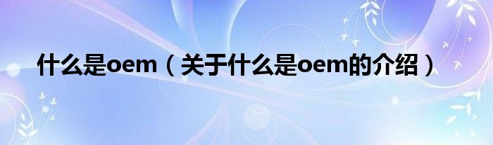 什么是oem（关于什么是oem的介绍）