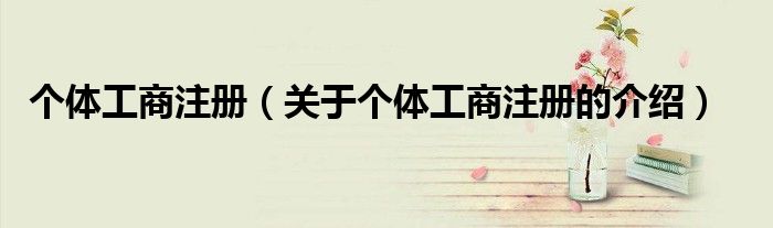 个体工商注册（关于个体工商注册的介绍）