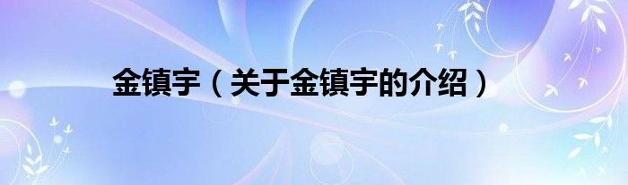 金镇宇（关于金镇宇的介绍）