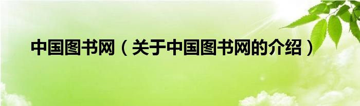 中国图书网（关于中国图书网的介绍）