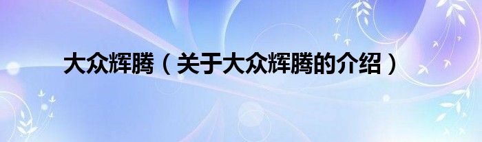 大众辉腾（关于大众辉腾的介绍）