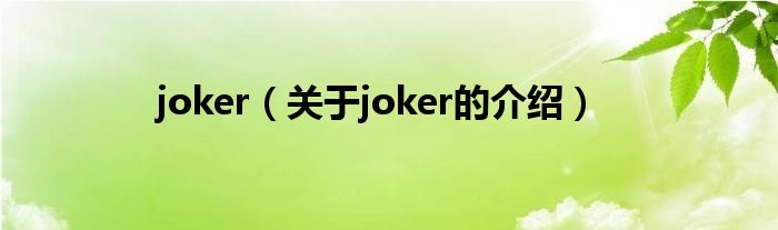joker（关于joker的介绍）