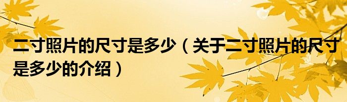 二寸照片的尺寸是多少（关于二寸照片的尺寸是多少的介绍）