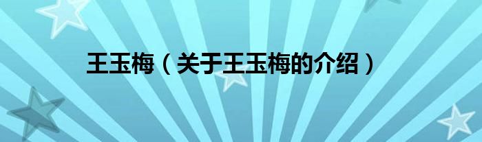 王玉梅（关于王玉梅的介绍）