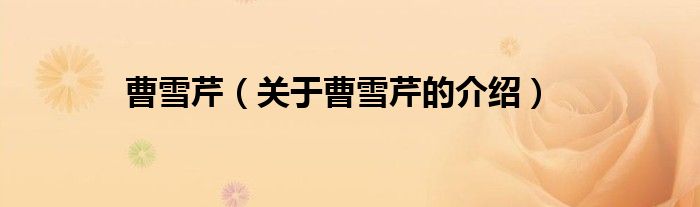 曹雪芹（关于曹雪芹的介绍）