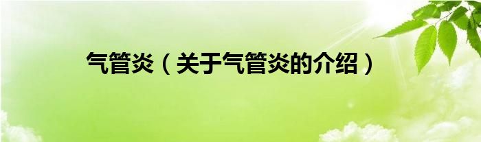 气管炎（关于气管炎的介绍）