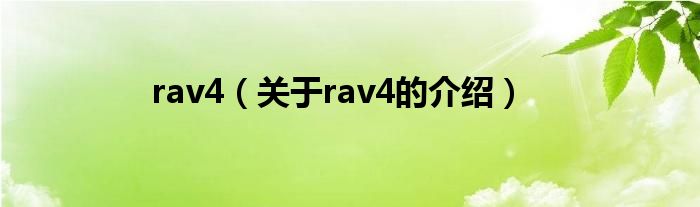 rav4（关于rav4的介绍）