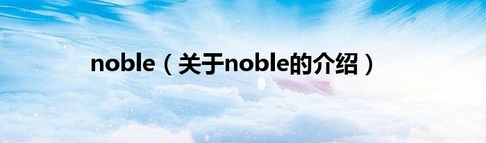 noble（关于noble的介绍）