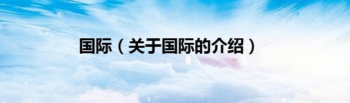 国际（关于国际的介绍）