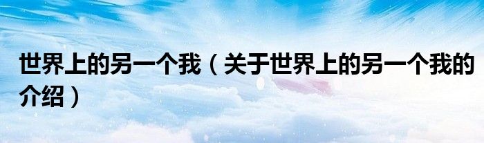 世界上的另一个我（关于世界上的另一个我的介绍）