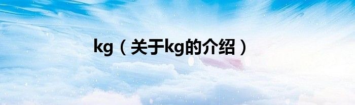 kg（关于kg的介绍）
