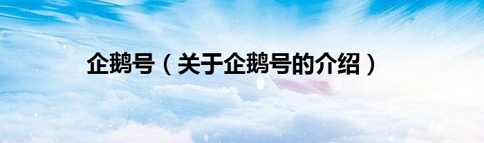 企鹅号（关于企鹅号的介绍）