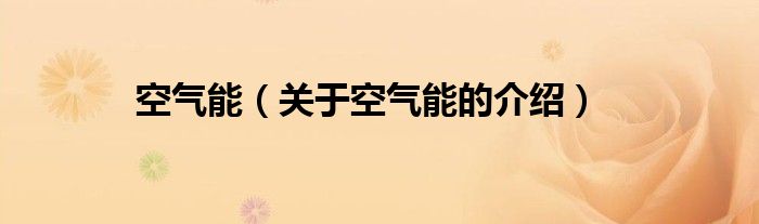 空气能（关于空气能的介绍）