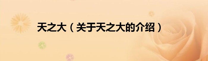 天之大（关于天之大的介绍）