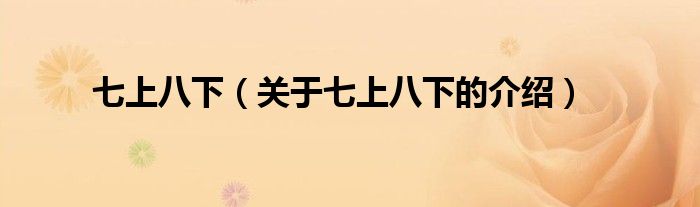 七上八下（关于七上八下的介绍）