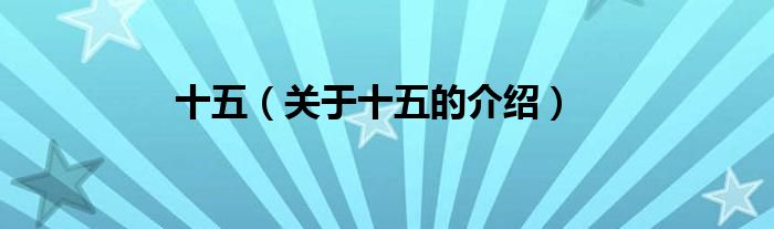 十五（关于十五的介绍）