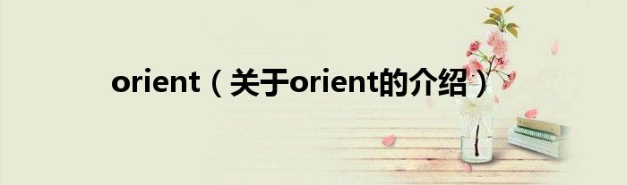 orient（关于orient的介绍）