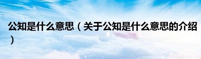 公知是什么意思（关于公知是什么意思的介绍）