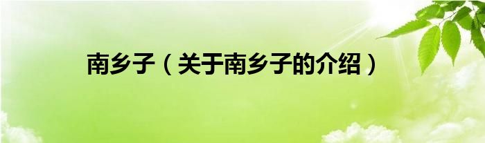 南乡子（关于南乡子的介绍）