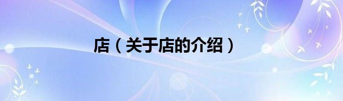 店（关于店的介绍）