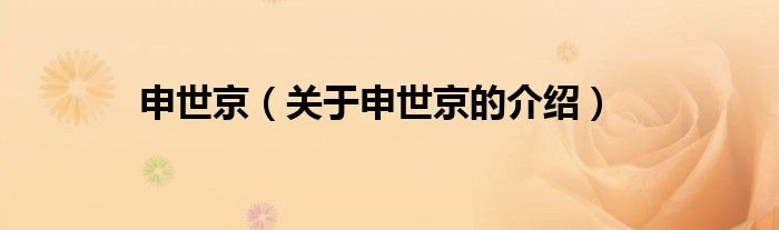 申世京（关于申世京的介绍）